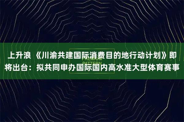 上升浪 《川渝共建国际消费目的地行动计划》即将出台：拟共同申办国际国内高水准大型体育赛事